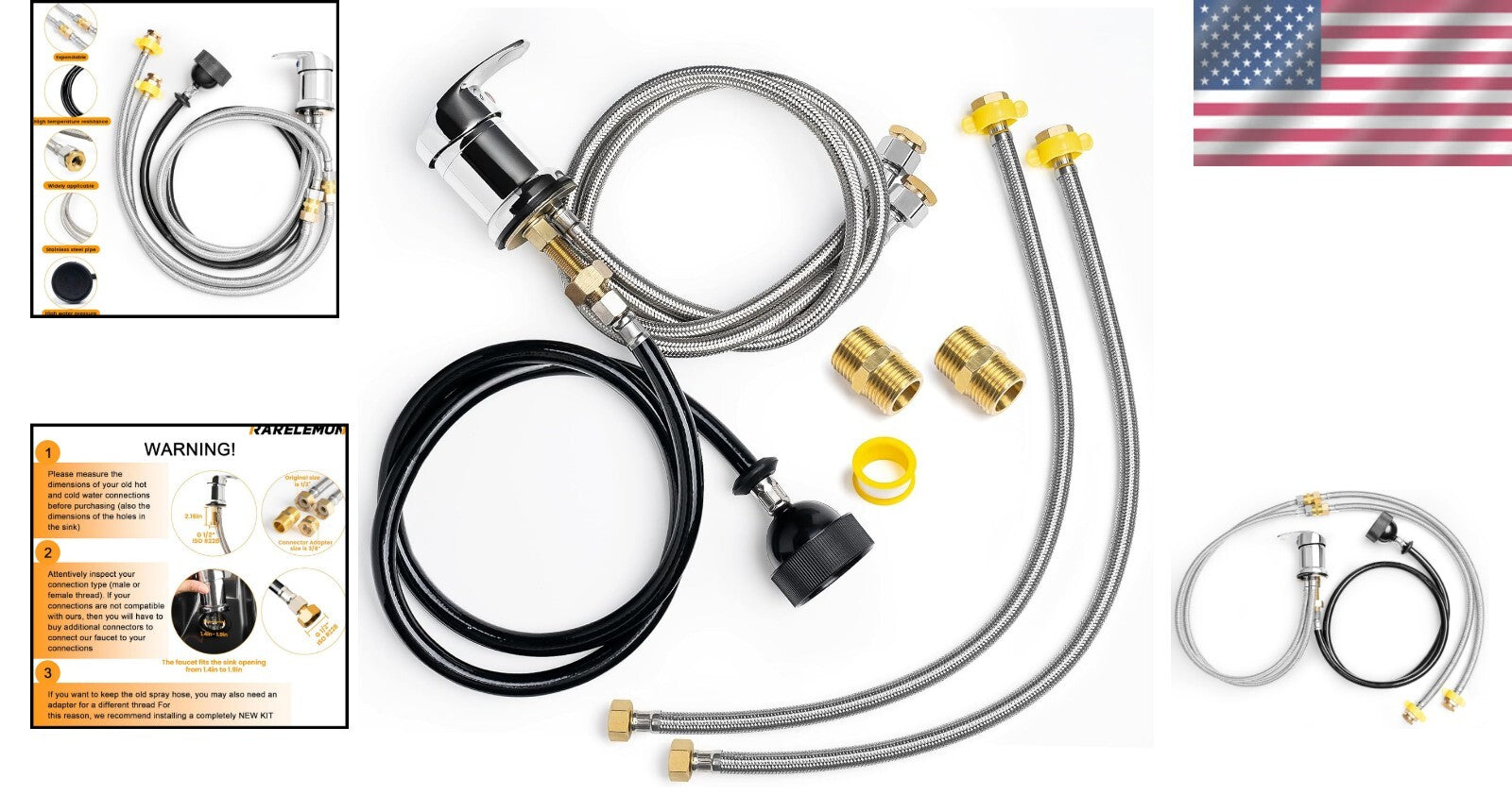 Personalized Salon Shampoo Bowl Faucet with Adjustable Hose & Extra Connectors