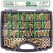 Load image into Gallery viewer, 907-Piece Grade 8.8 Metric Bolt Assortment M4 M5 M6 M8 with Yellow Zinc Coating