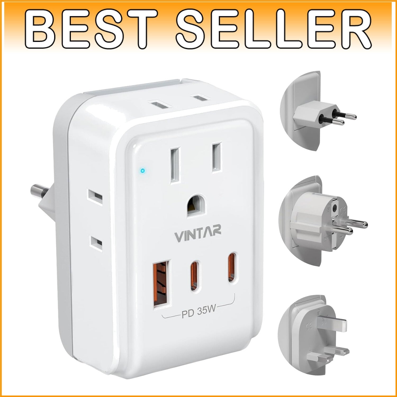 Versatile Multi-Region Travel Adapter with Detachable Plugs & Fast Charging