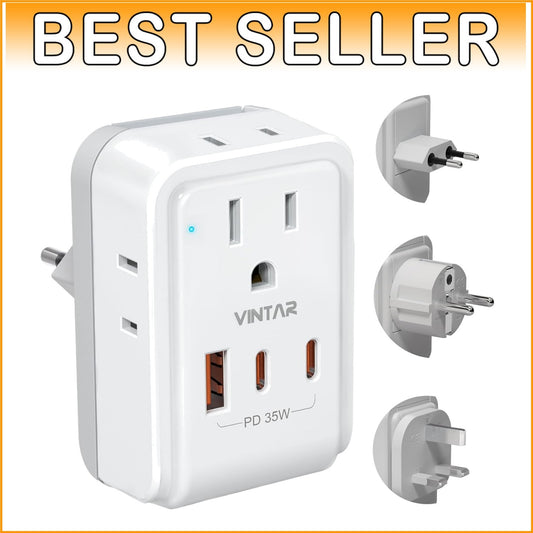 Versatile Multi-Region Travel Adapter with Detachable Plugs & Fast Charging