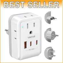 Load image into Gallery viewer, Versatile Multi-Region Travel Adapter with Detachable Plugs &amp; Fast Charging