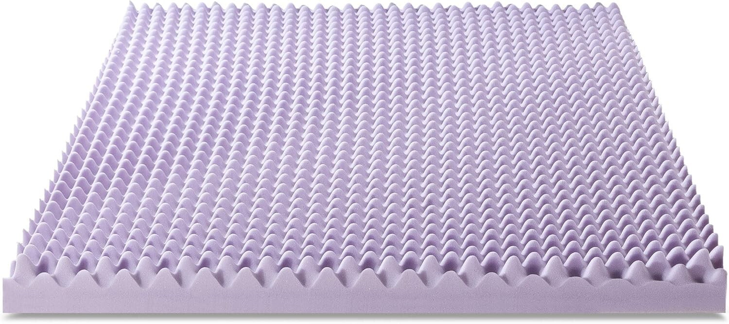 Egg Crate King Size Memory Foam Topper with Lavender Infusion for Relaxing Sleep