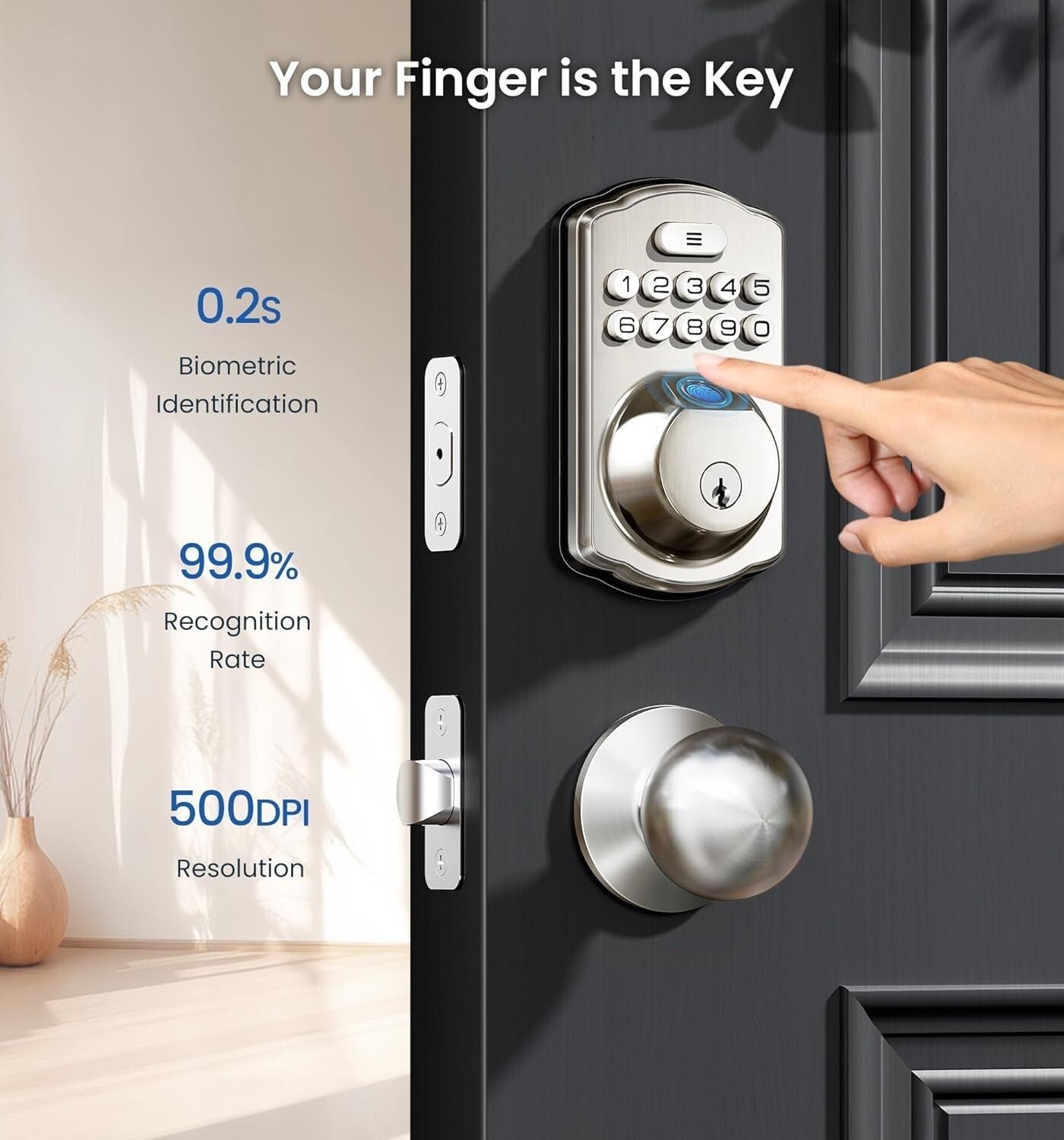 Biometric Electronic Keypad Deadbolt - 4-in-1 Fingerprint and Passcode Access
