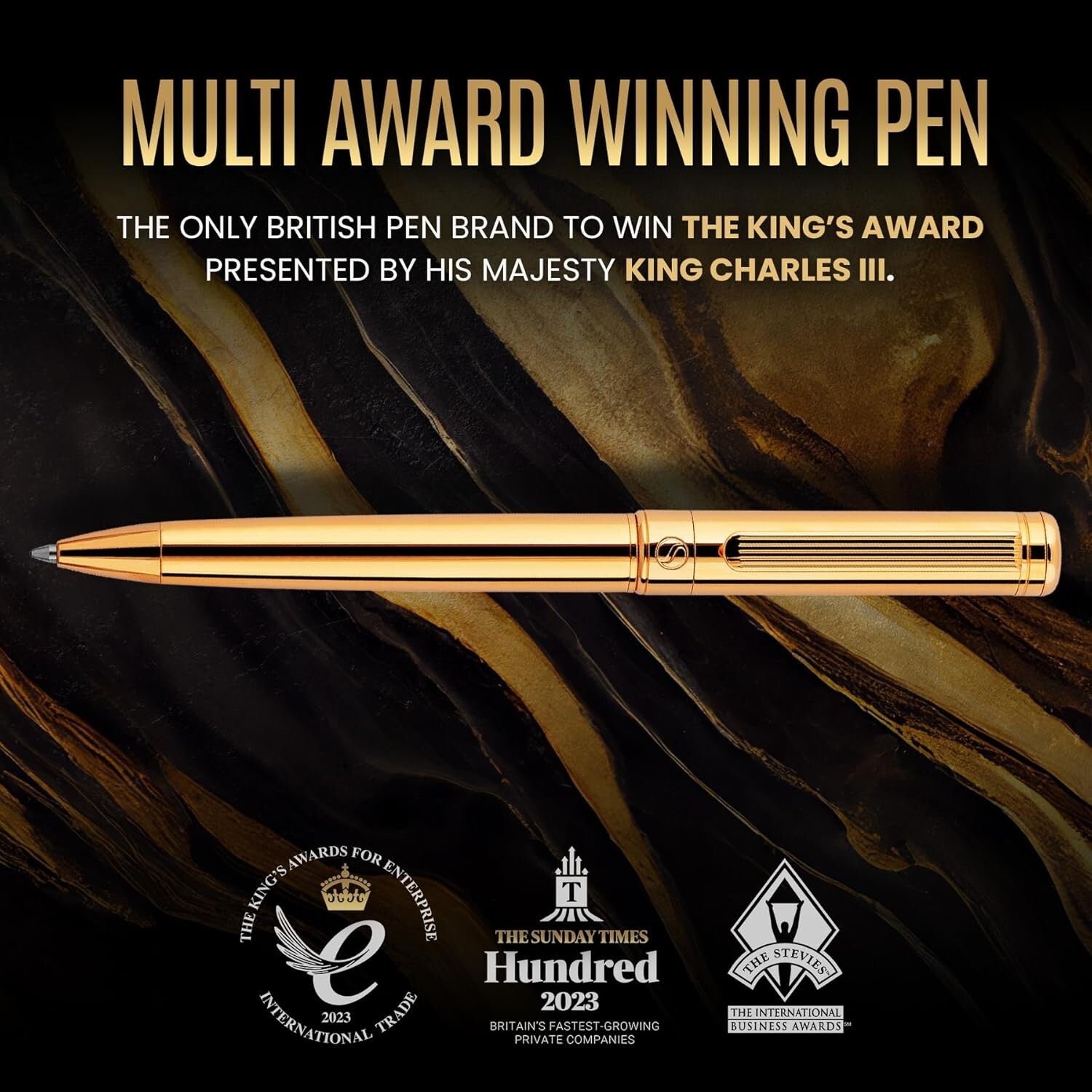 Stylish Gold Ballpoint Pen with Schmidt Black Refill - Sophisticated Design