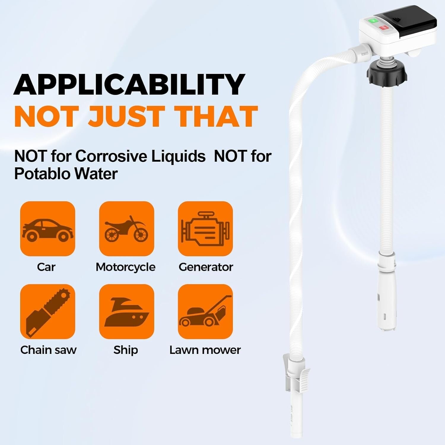 Battery-Powered Automatic Fuel Transfer Pump with Overflow Protection & Adapters