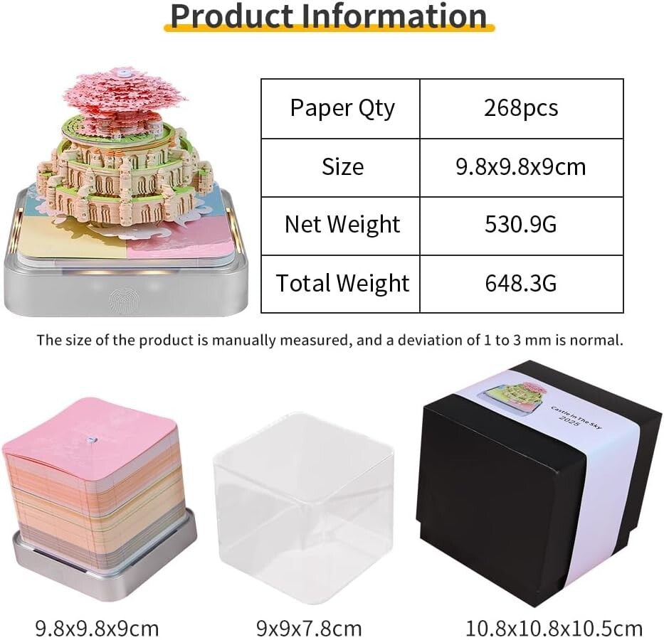 Artistic 3D Calendar 2025 – Tear-Away Note Pad with LED Lights for Inspiration