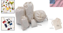 Load image into Gallery viewer, Versatile 100% Cotton Muslin Drawstring Bags – Perfect for Gifting &amp; Organizing