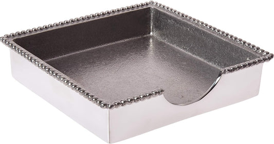 Classic Silver Napkin Holder with Beaded Design - Eco-Friendly Gift Idea