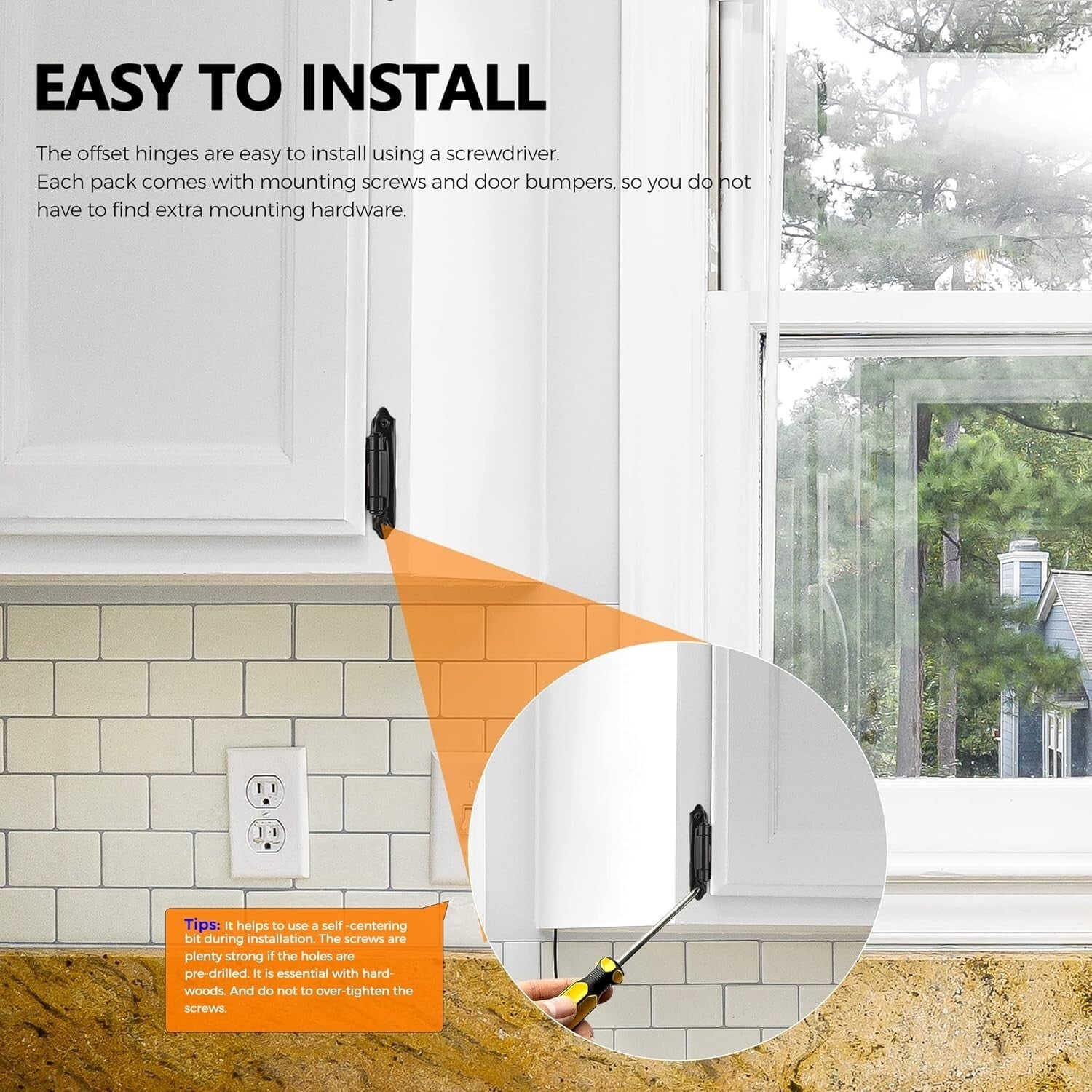 Easy Install 3/8" Inset Cabinet Hinges with Soft Close - 60 Matte Black Pieces