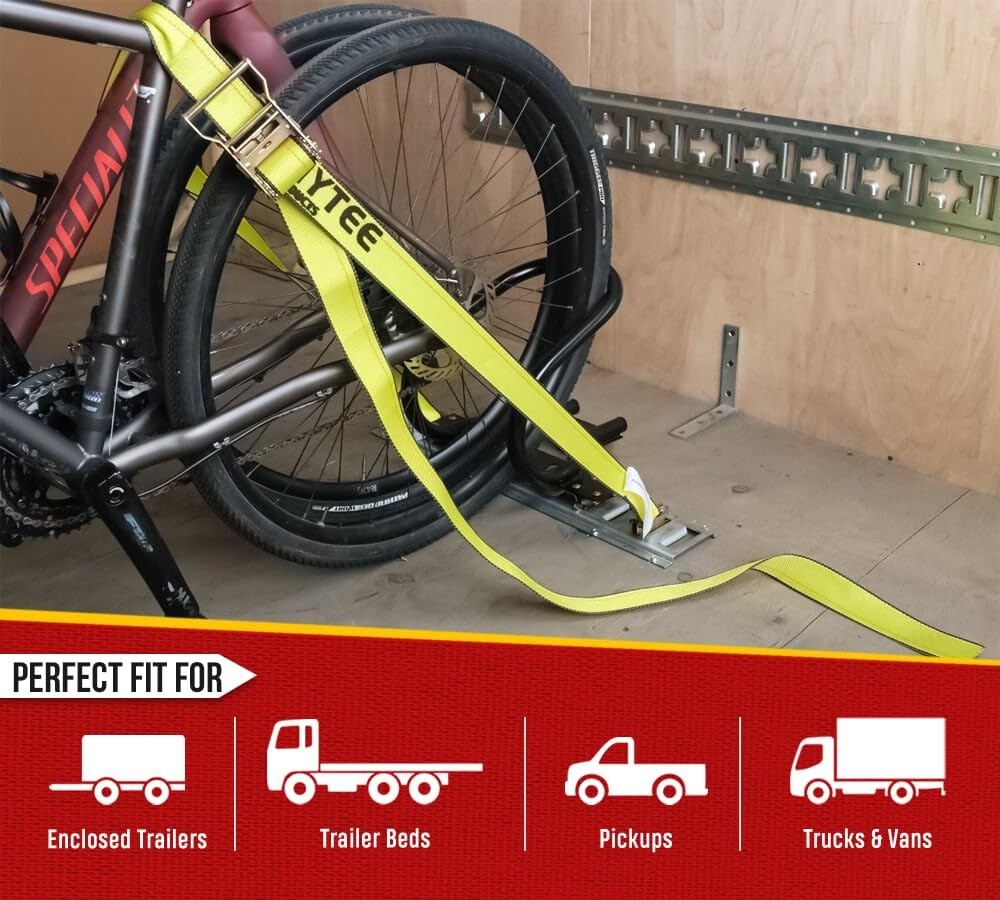 Black Powder Coated 7" Wheel Chock for E-Track - 2 Pack Motorcycle Protection