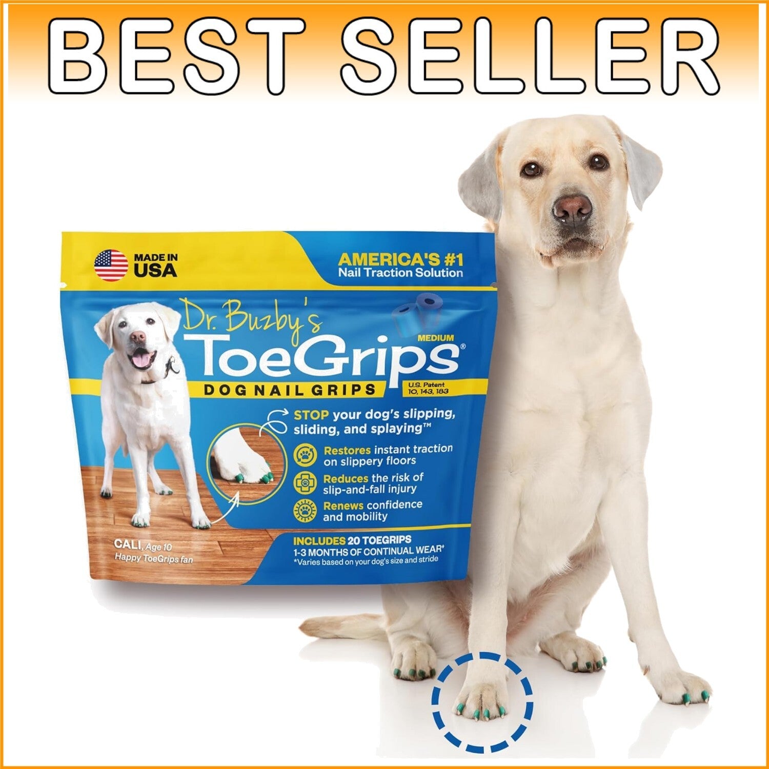 Essential GripZone Nail Grippers for Senior Dogs - Instant Traction, Medium Size