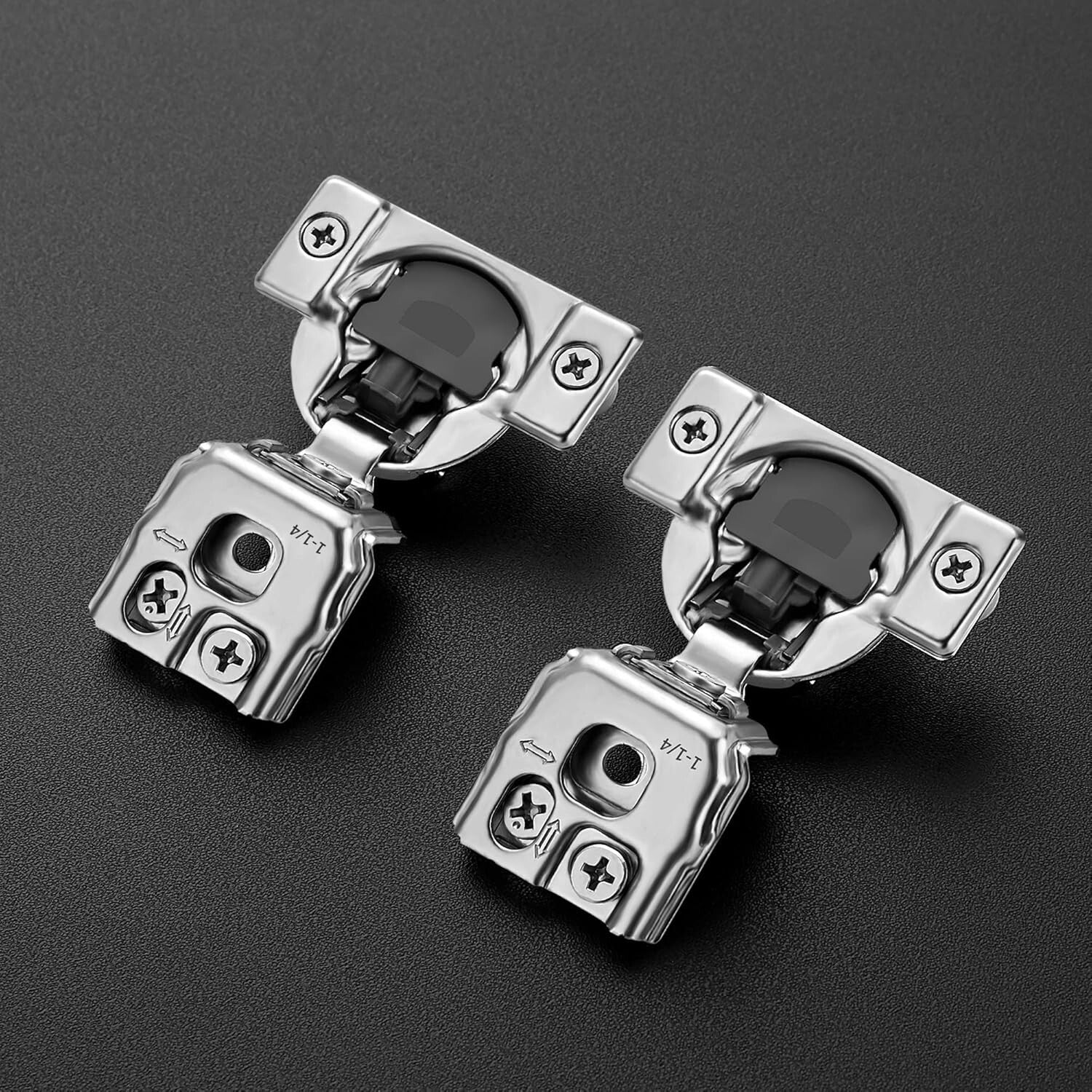 50 Pack of 1-1/4 Inch Soft Close Cabinet Hinges in Satin Nickel - Durable Design