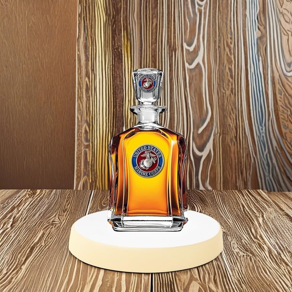 Elegant 24 oz Marine Corps Decanter - Handcrafted Pewter with Airtight Stopper