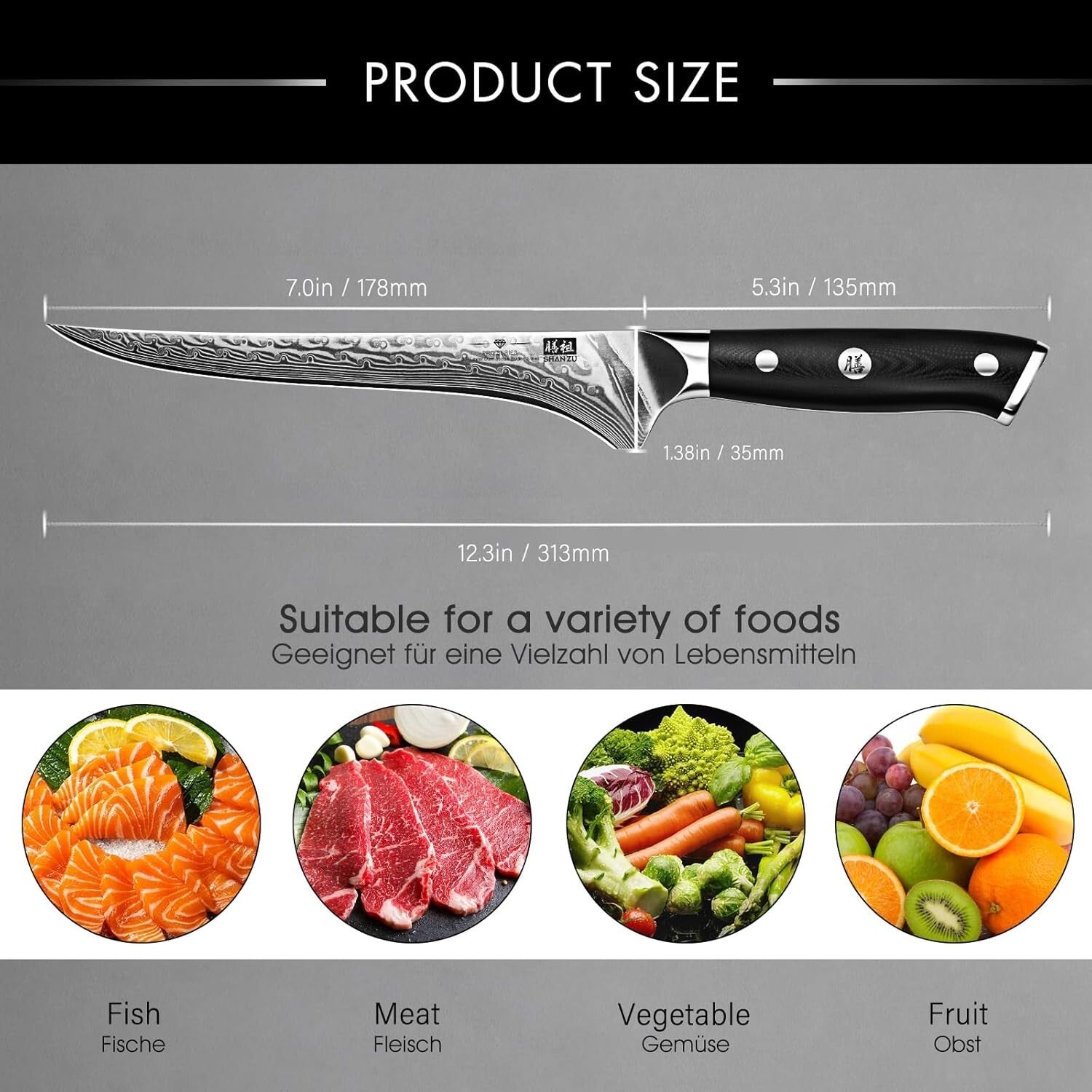 Professional 7-Inch Boning Knife with 67 Layers of Damascus Steel - Lightweight