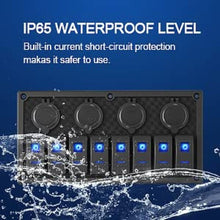 Load image into Gallery viewer, Versatile Waterproof Switch Panel with 8 Rocker Switches and Dual USB Ports