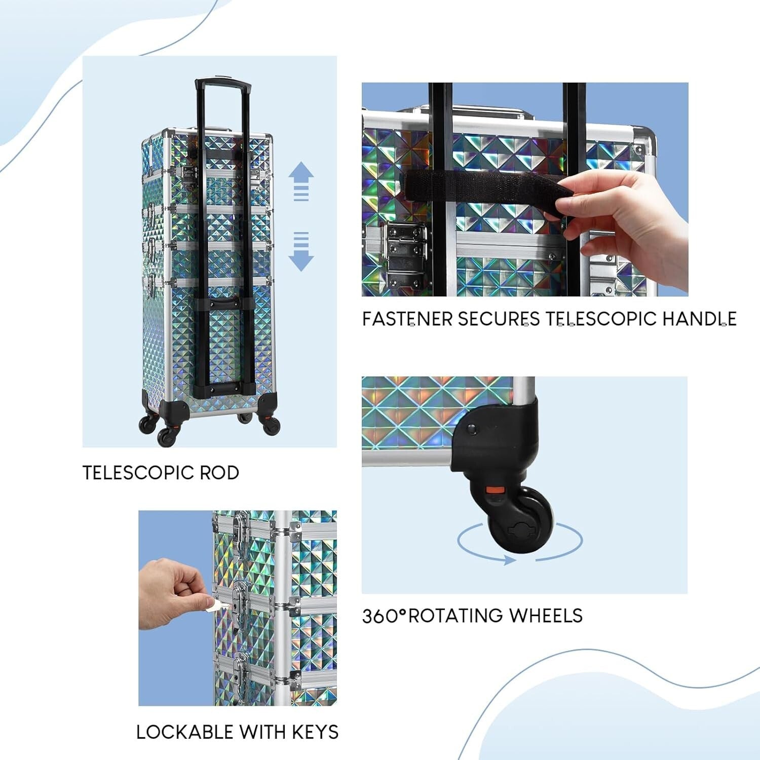 Cosmetology Trolley with 360-Degree Swivel Wheels - Perfect Makeup Organizer