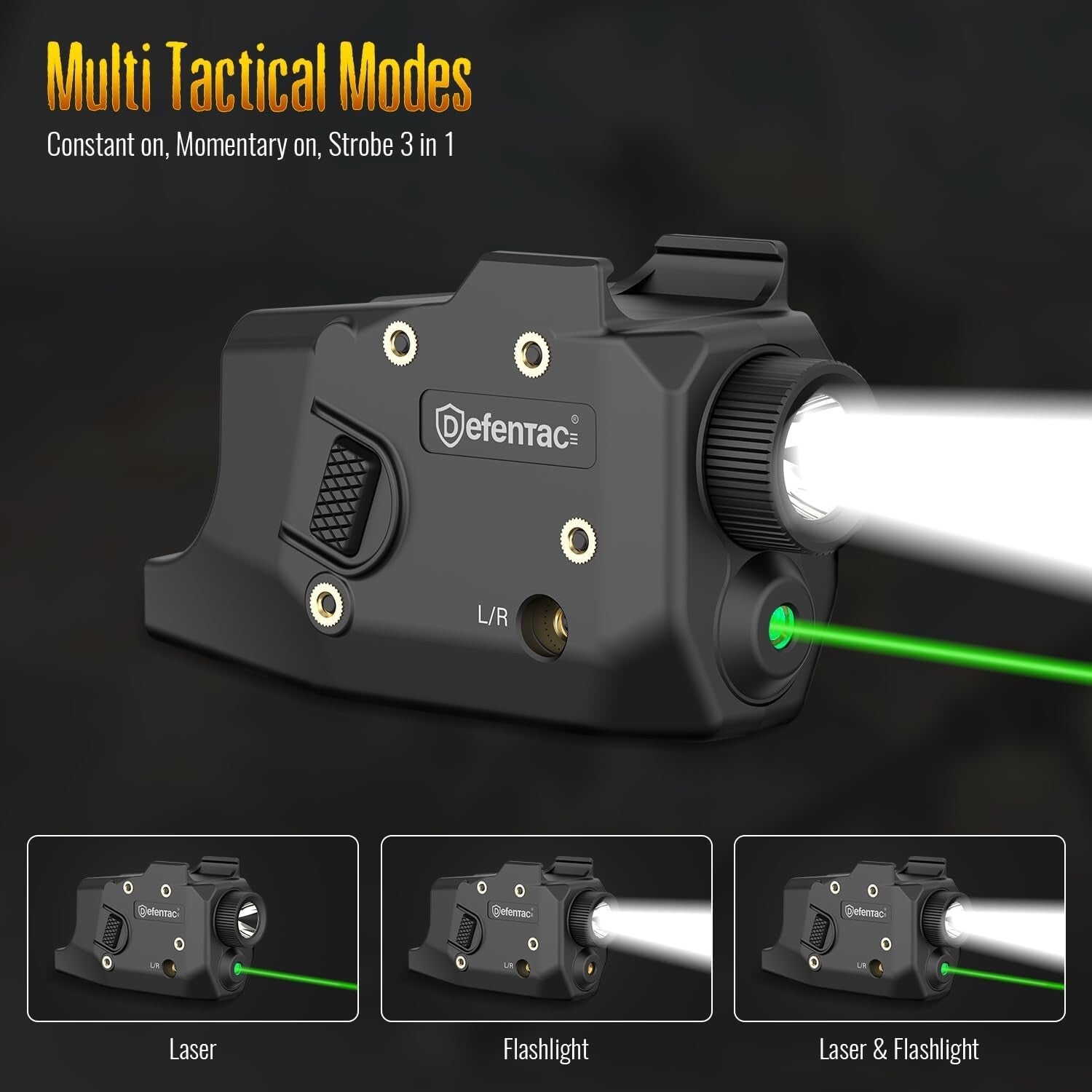 3-in-1 Tactical LED Flashlight & Laser Combo for Glock - 600 Lumens Brightness