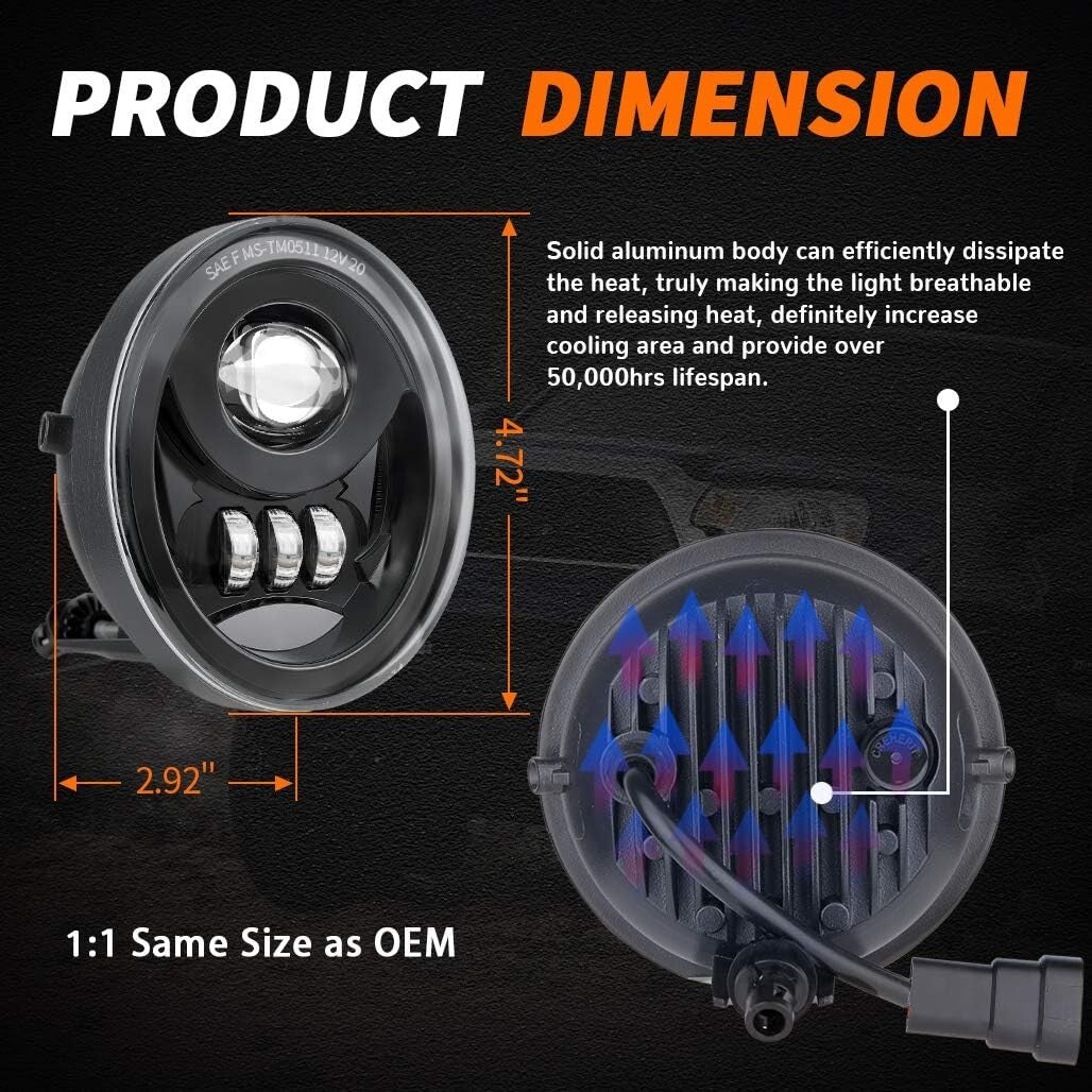 DOT Approved LED Fog Lights for Tacoma, Sequoia, Tundra - Bright Black Finish