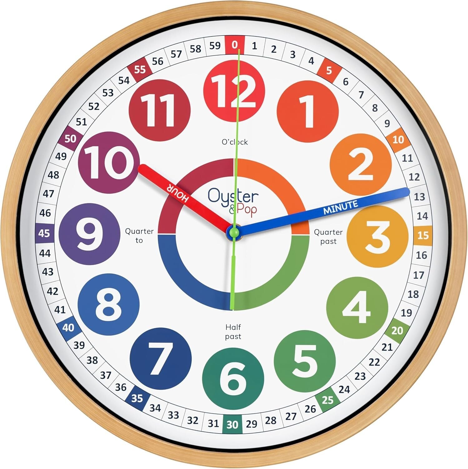 Kids 1 Inch Non-Ticking Learning Clock - Perfect for Classroom & Room Decor