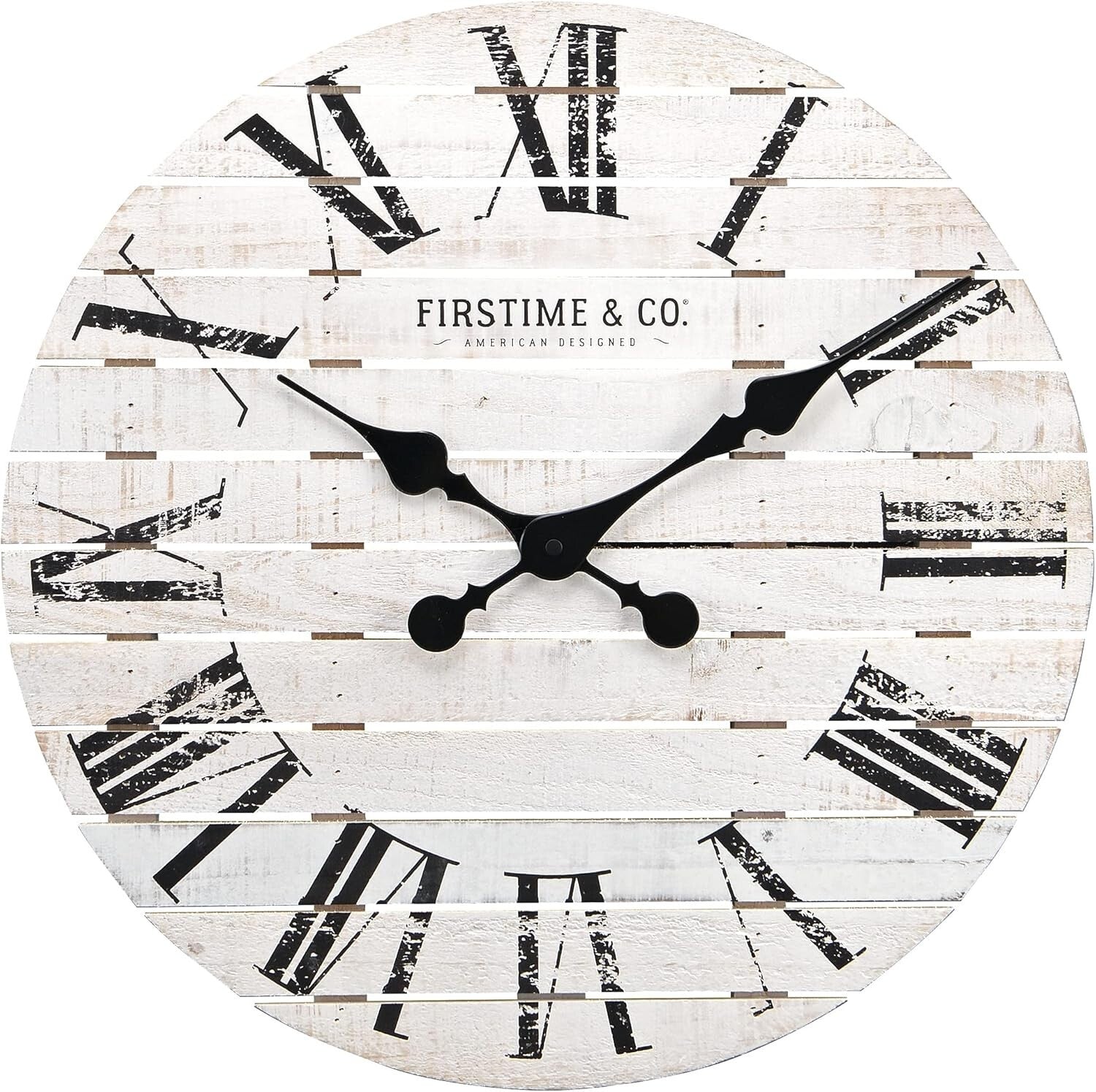 Rustic 18'' Farmhouse Wall Clock - Large White Wood Decor for Living Space