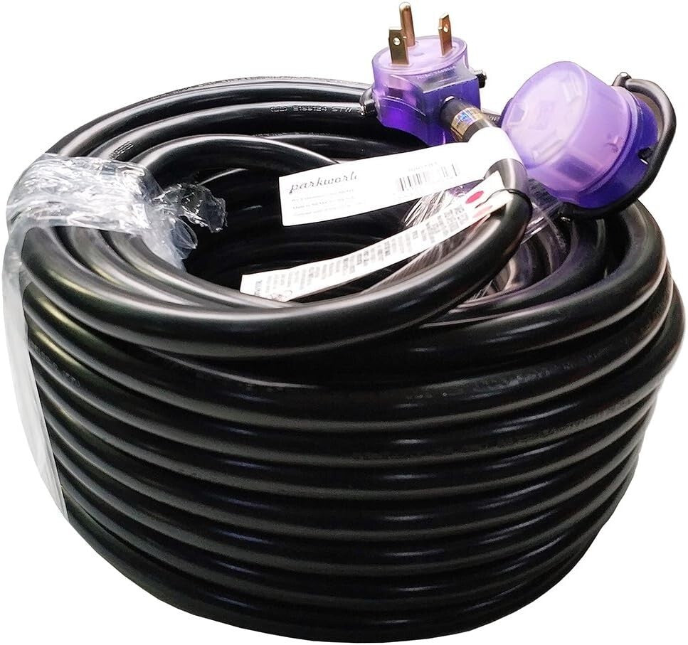 Heavy Duty 30 Amp RV Extension Cord 75FT with Lighted Handle - Outdoor Ready