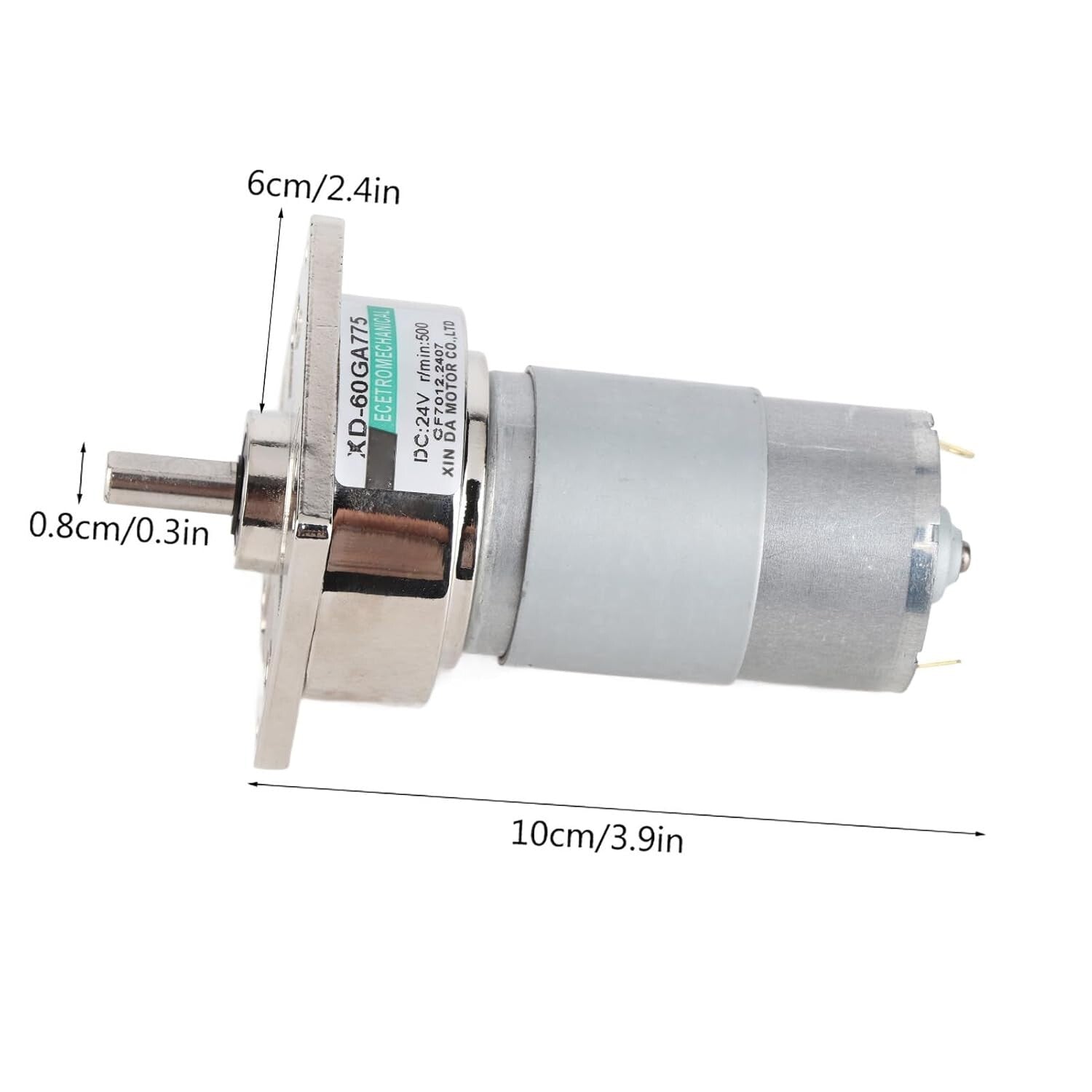 Durable Metal 24V DC Gear Motor 35W – Adjustable Speed and Direction, 500 RPM