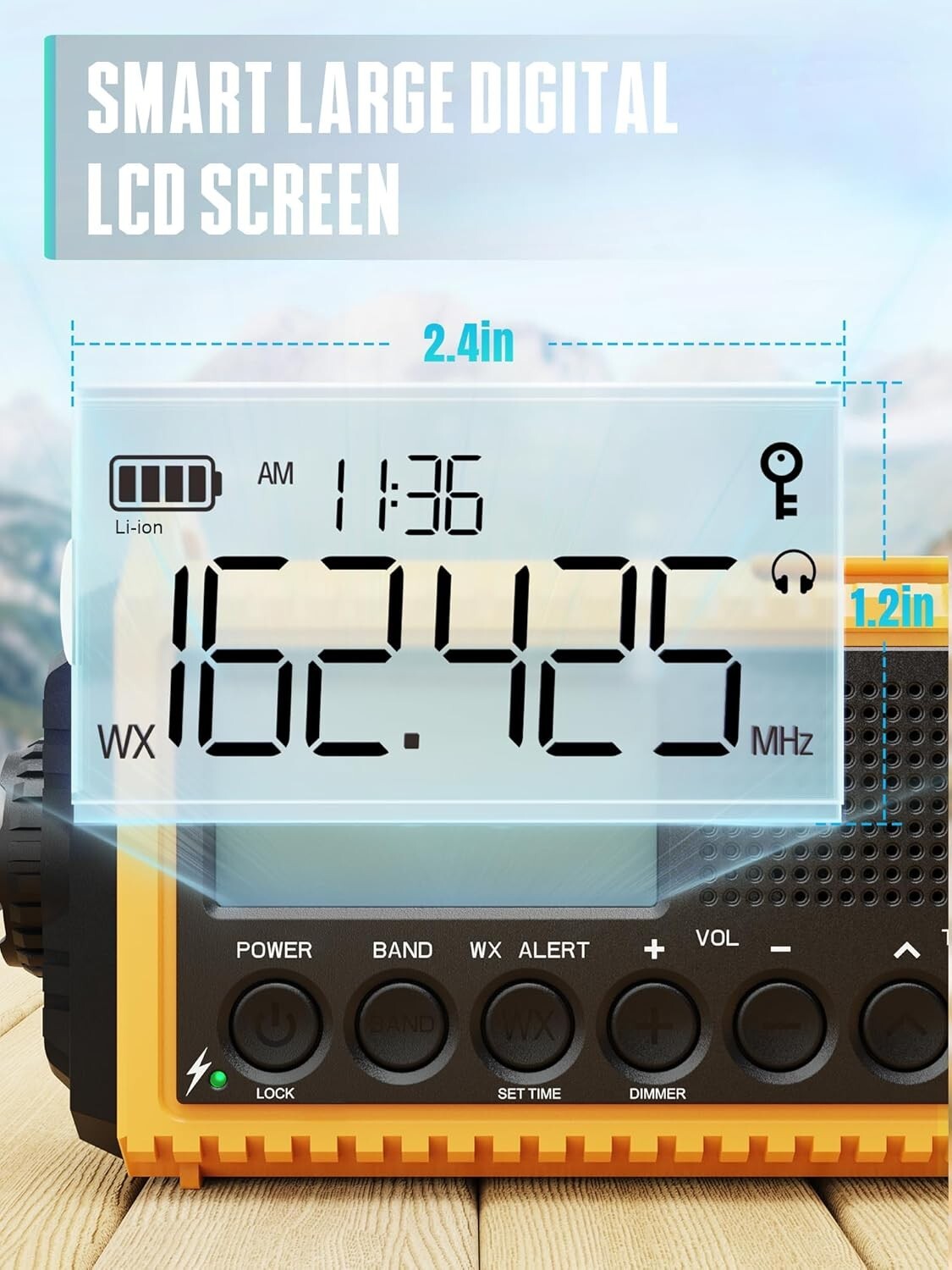 Weather Alert Radio with 18500mWh Battery, SOS Alarm & Dual Lighting Functions