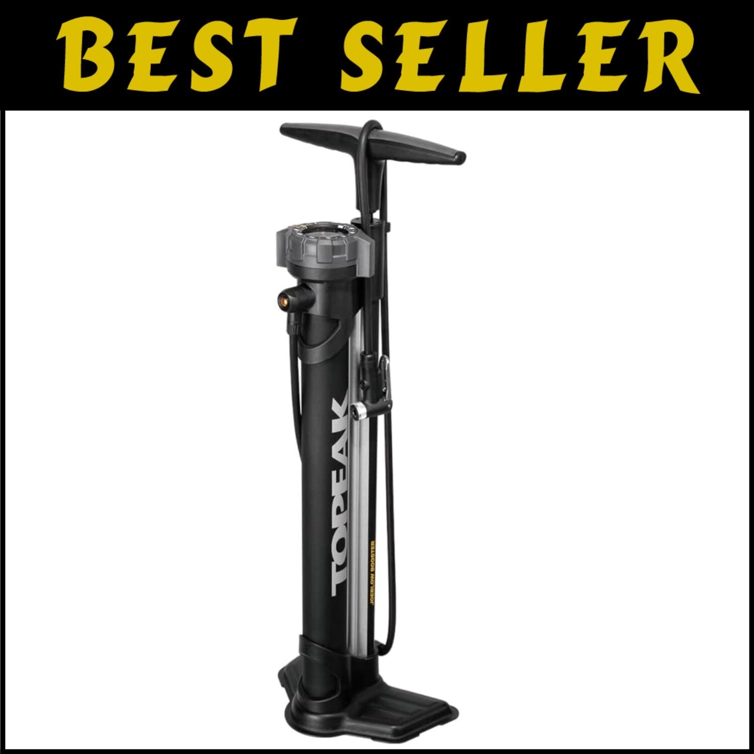 Premium Black Floor Air Pump - Extra-Long Hose for Easy Valve Connection