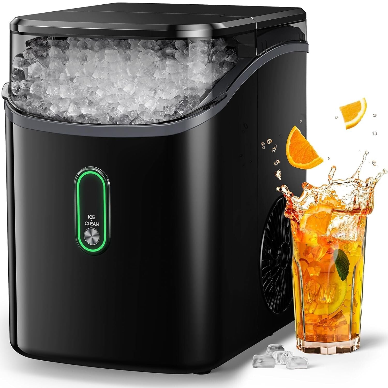 Effortless Ice-Wave: 33lb Portable Nugget Ice Maker with Easy Operation & Clean