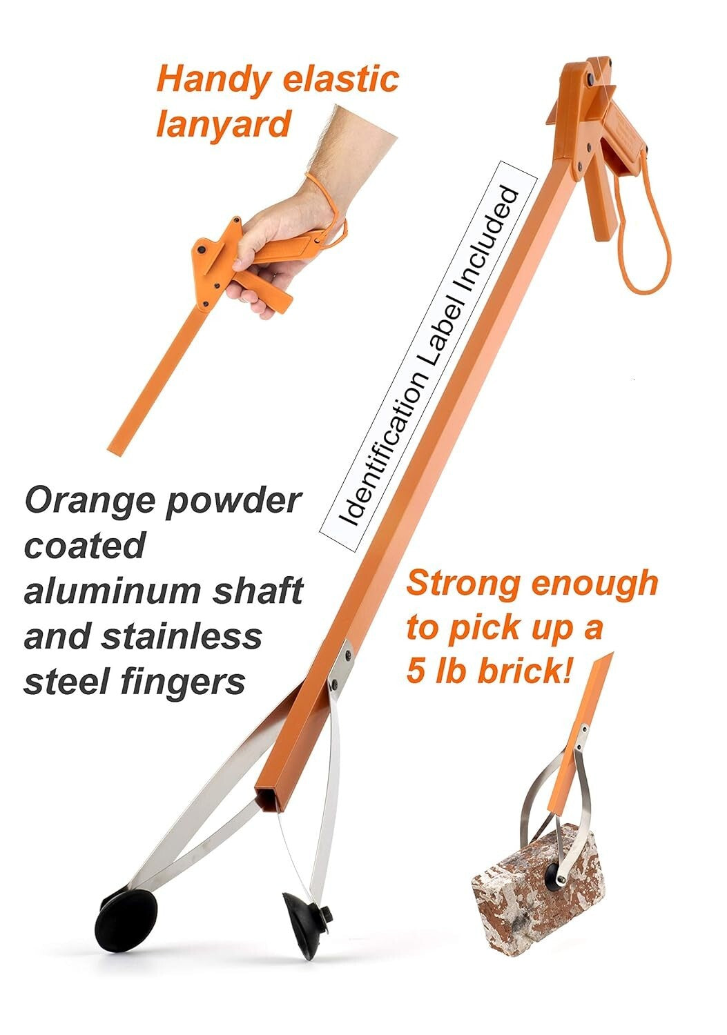 Durable 33" Litter Grabber with Orange Handle - Perfect for Indoor/Outdoor Use