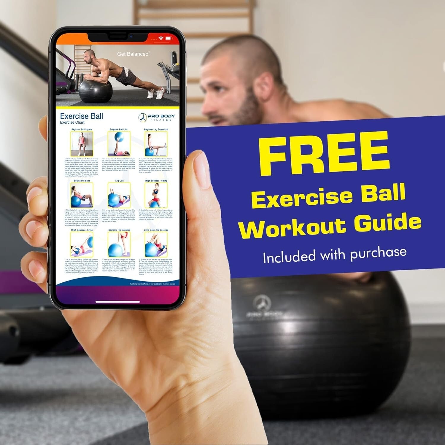 75cm Yoga Ball Chair with Stability Base & Bands for Active Home Office Sitting