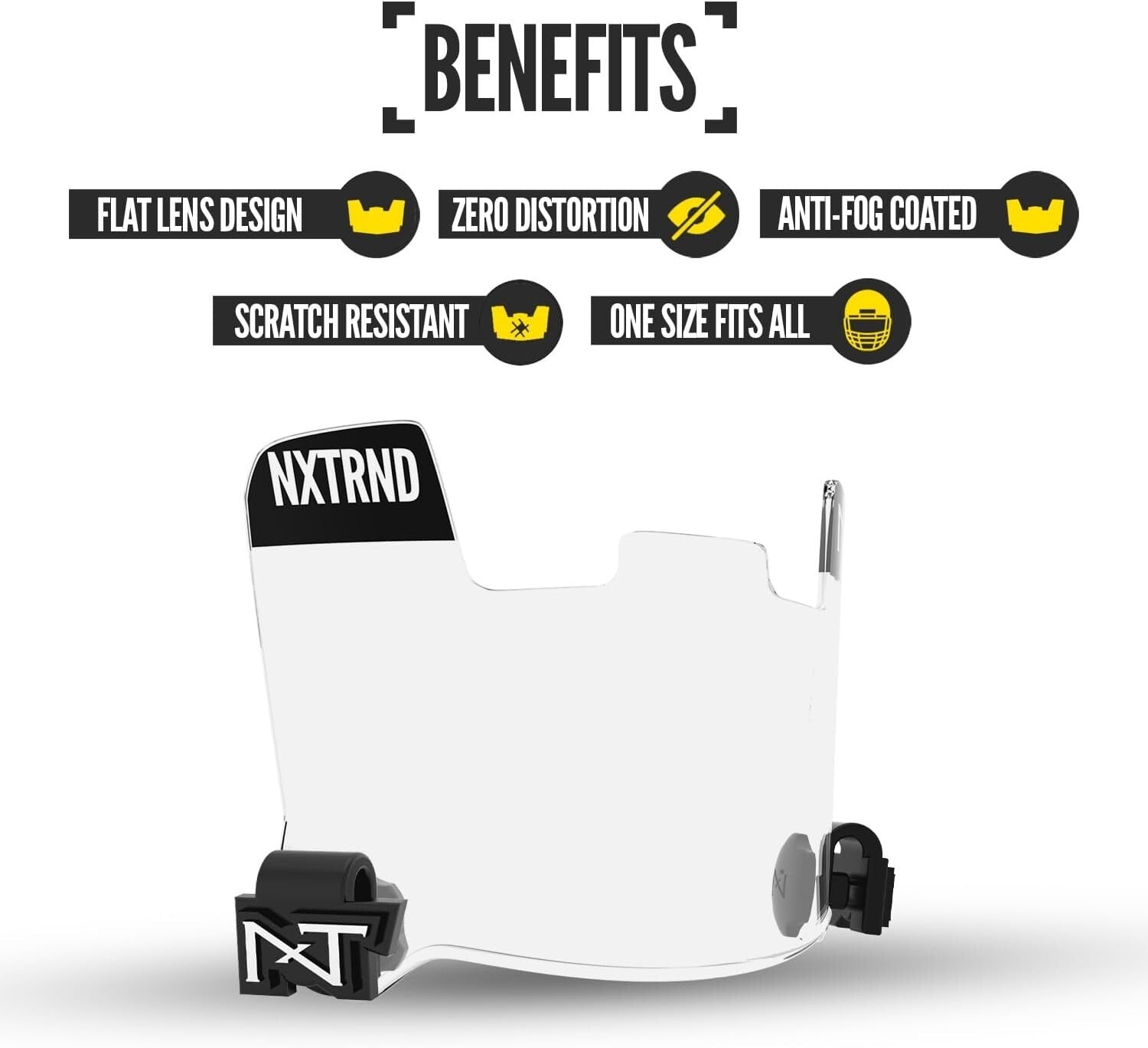 Durable Polycarbonate Football Visor with Anti-Fog Technology - One Size Clear