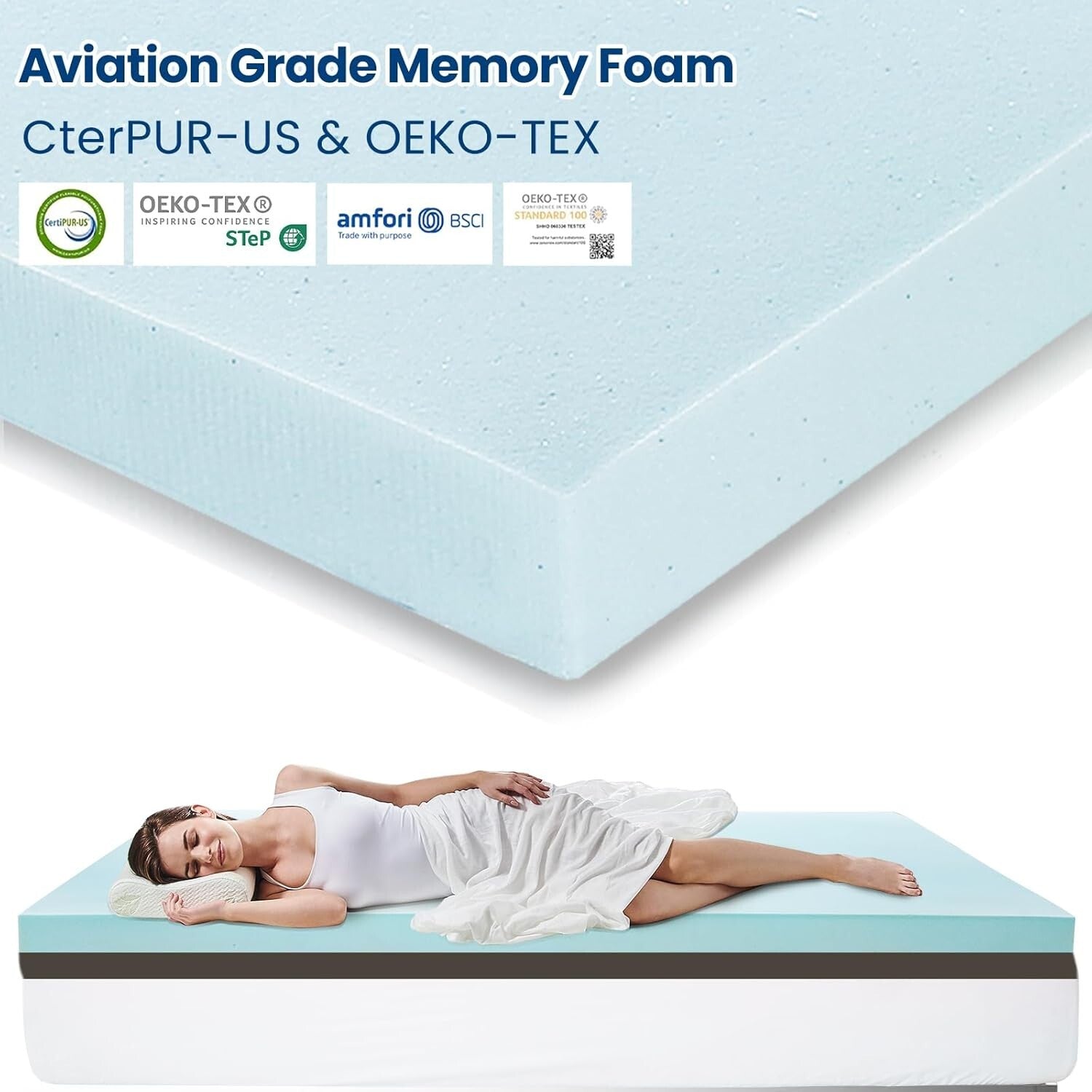 Full Size Pressure-Relieving 3-Inch Memory Foam Mattress Topper with Soft Cover