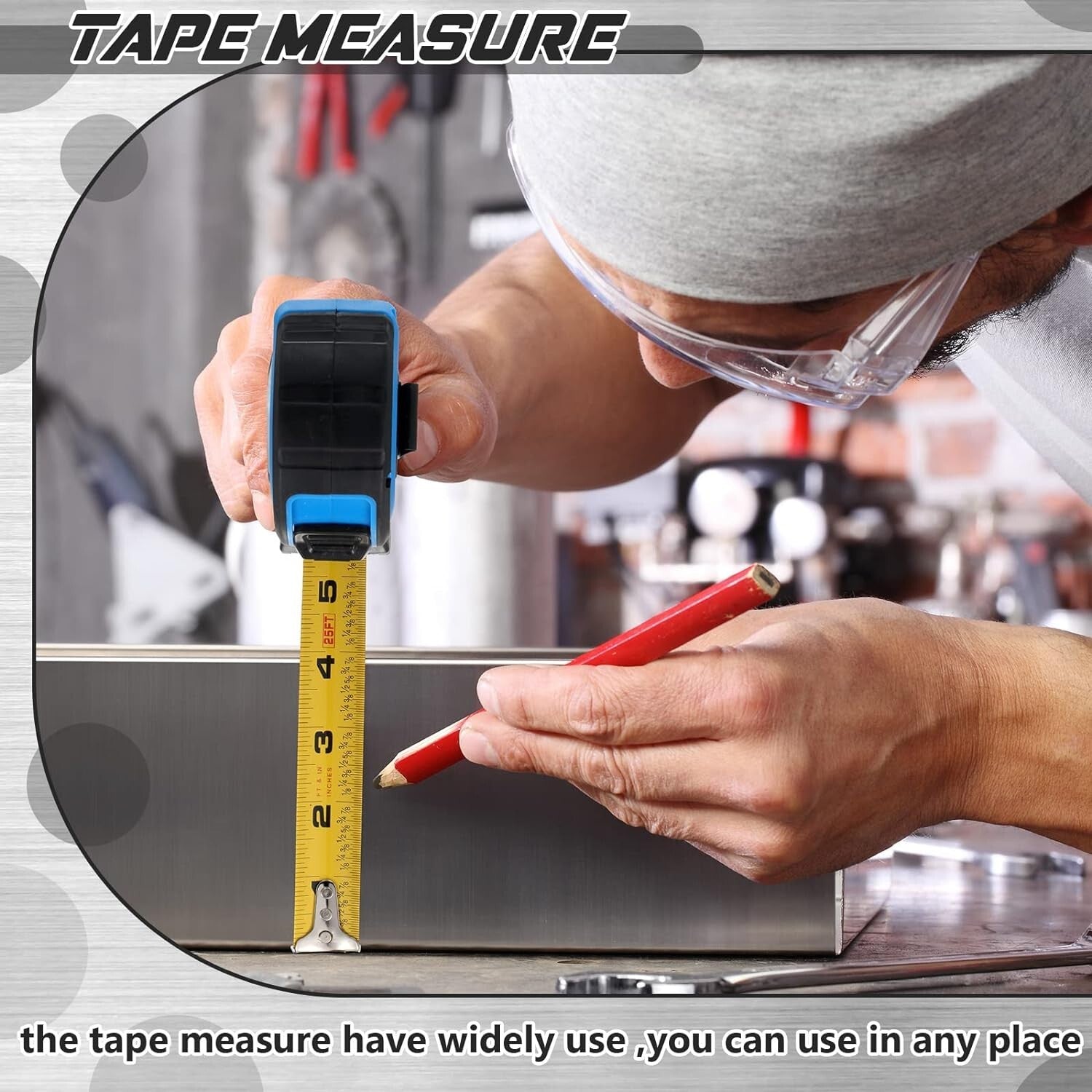 Retractable Measuring Tape 10-Pack – 25ft Steel Blades with Easy-Read Design