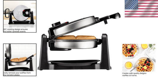 Adjustable Timer Waffle Iron with Space-Saving Design for Perfect Breakfasts