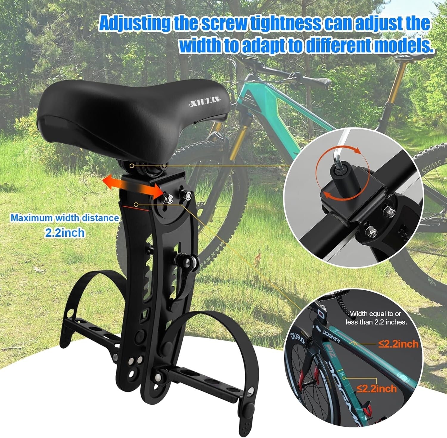 Easy-Install Child Bike Seat for Unisex Ages 2-5 with Handlebar Attachment