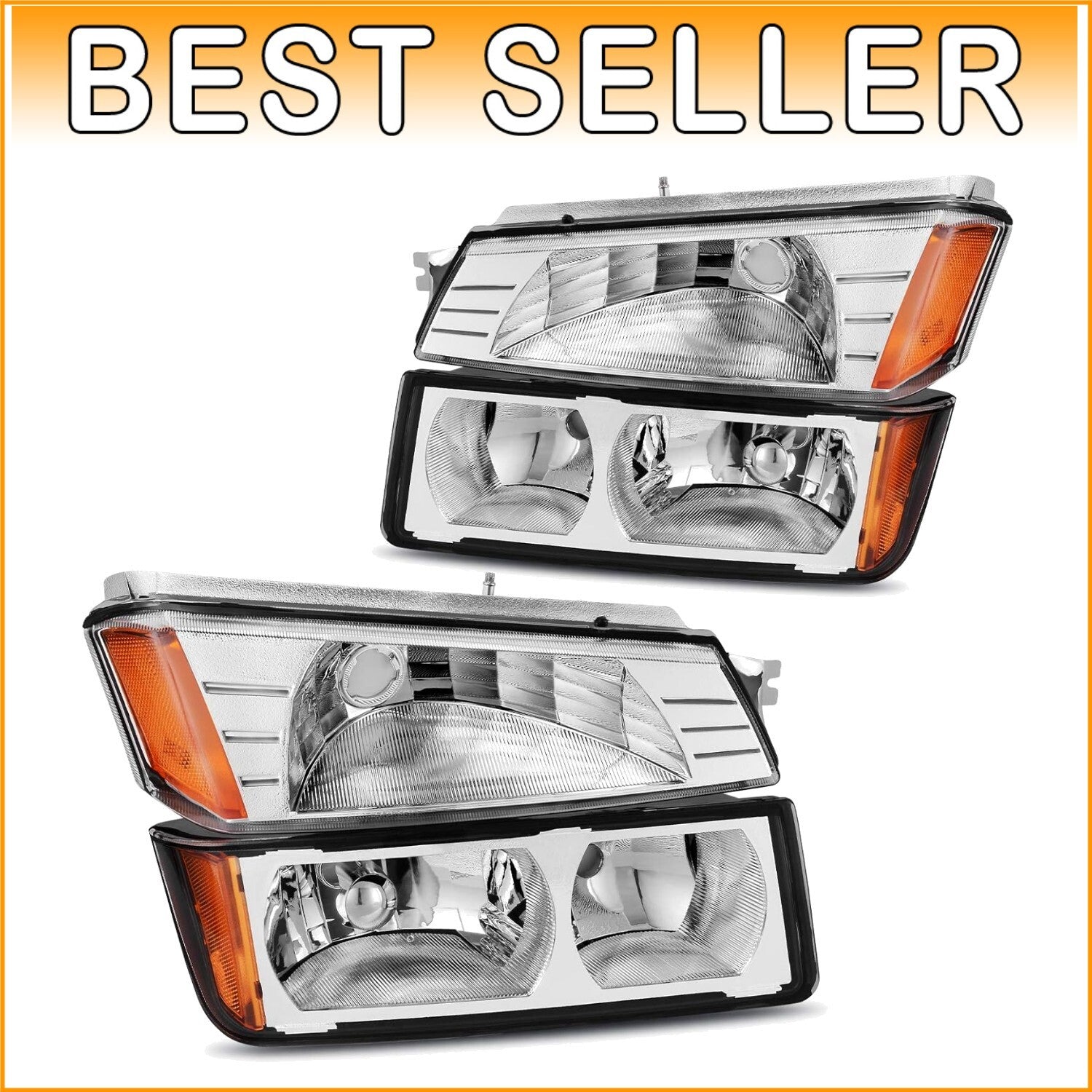 Direct Fit Headlight Assembly with Amber Reflector for Chevy Avalanche 2002-2006
