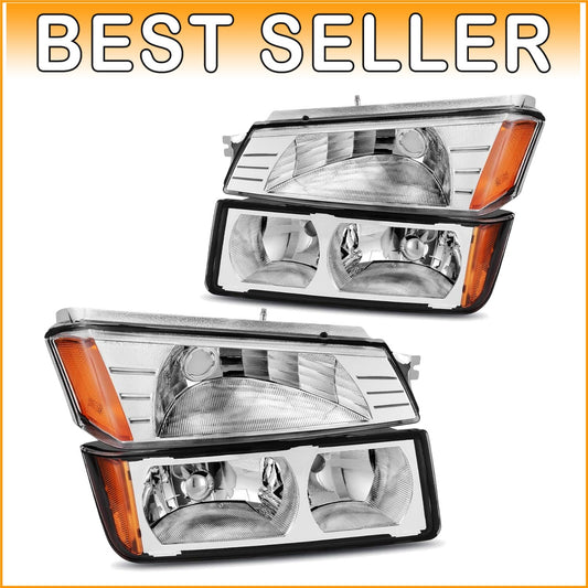 Direct Fit Headlight Assembly with Amber Reflector for Chevy Avalanche 2002-2006