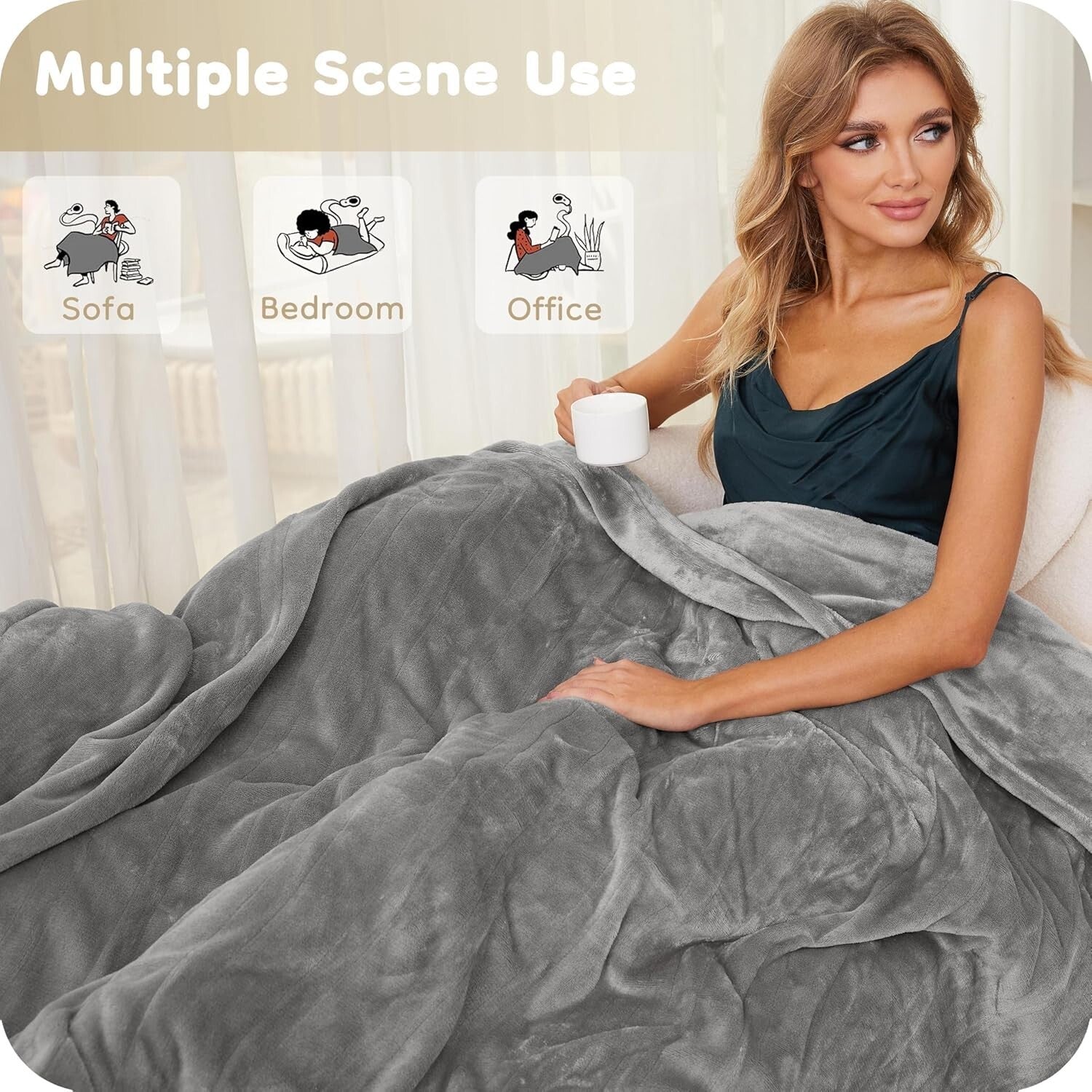 Elegant Full Size Electric Heated Blanket 72"x84" - Flannel with Safety Features