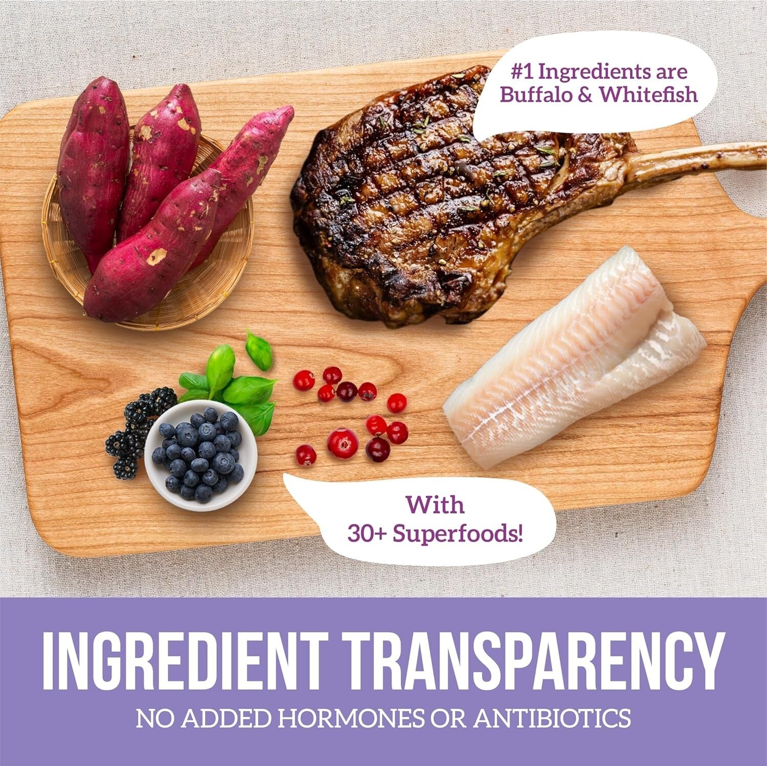 Natural Grain-Free Buffalo & Whitefish Dog Food - Perfect for All Breeds & Ages