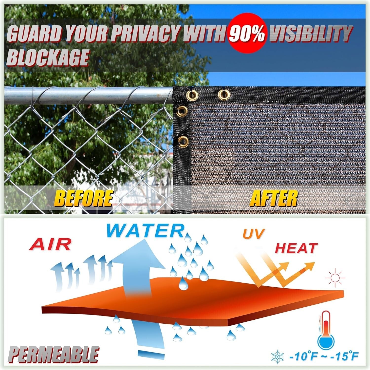 170 GSM 6' x 50' Brown Fence Privacy Screen - UV Resistant Mesh Shade Cover