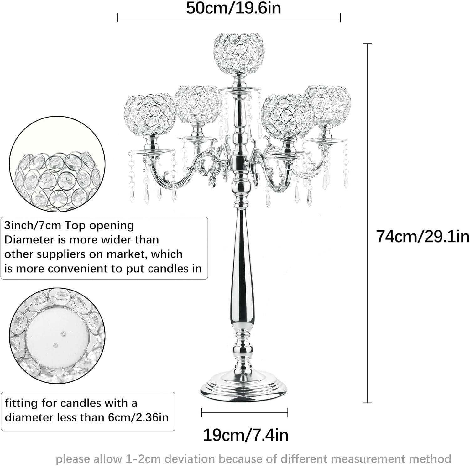Luxury Crystal & Silver Candelabra Holders - 4 Elegant Sets for Special Events