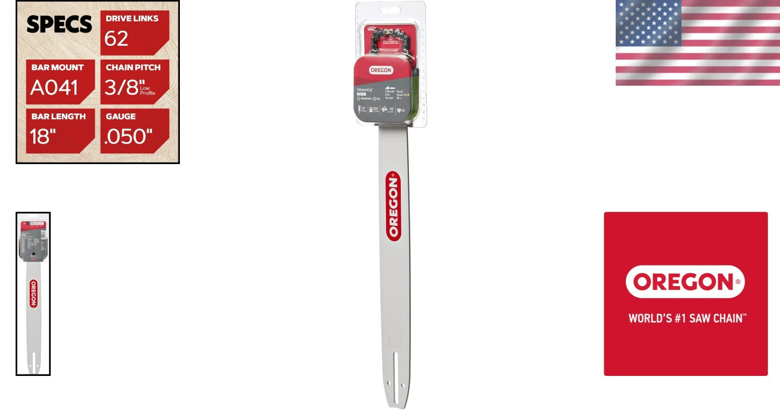 AdvanceCut 18" Chainsaw Guide Bar & Low Kickback Chain for Optimal Performance