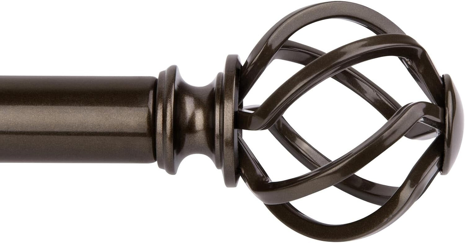 Artistic Bronze Curtain Rods with Twisted Finials - Adjustable 72 to 144 Inches