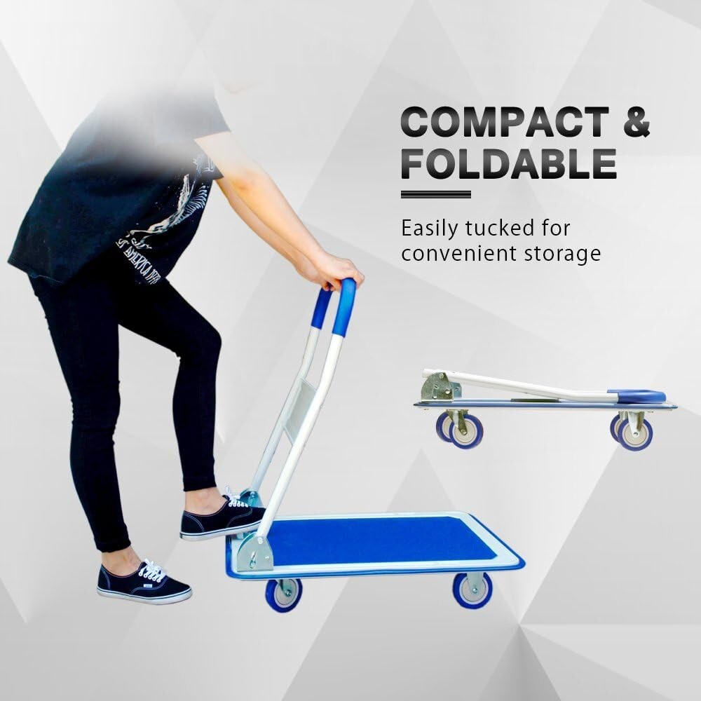 Easy-Store Heavy-Duty Dolly with 360° Wheels - Ideal for Moving & Transport