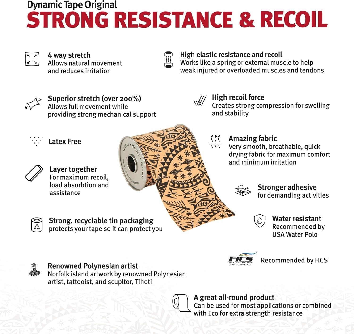 Latex-Free Biomechanical Tape - Ideal for Athletes | Beige & Black 3" x 4" Roll