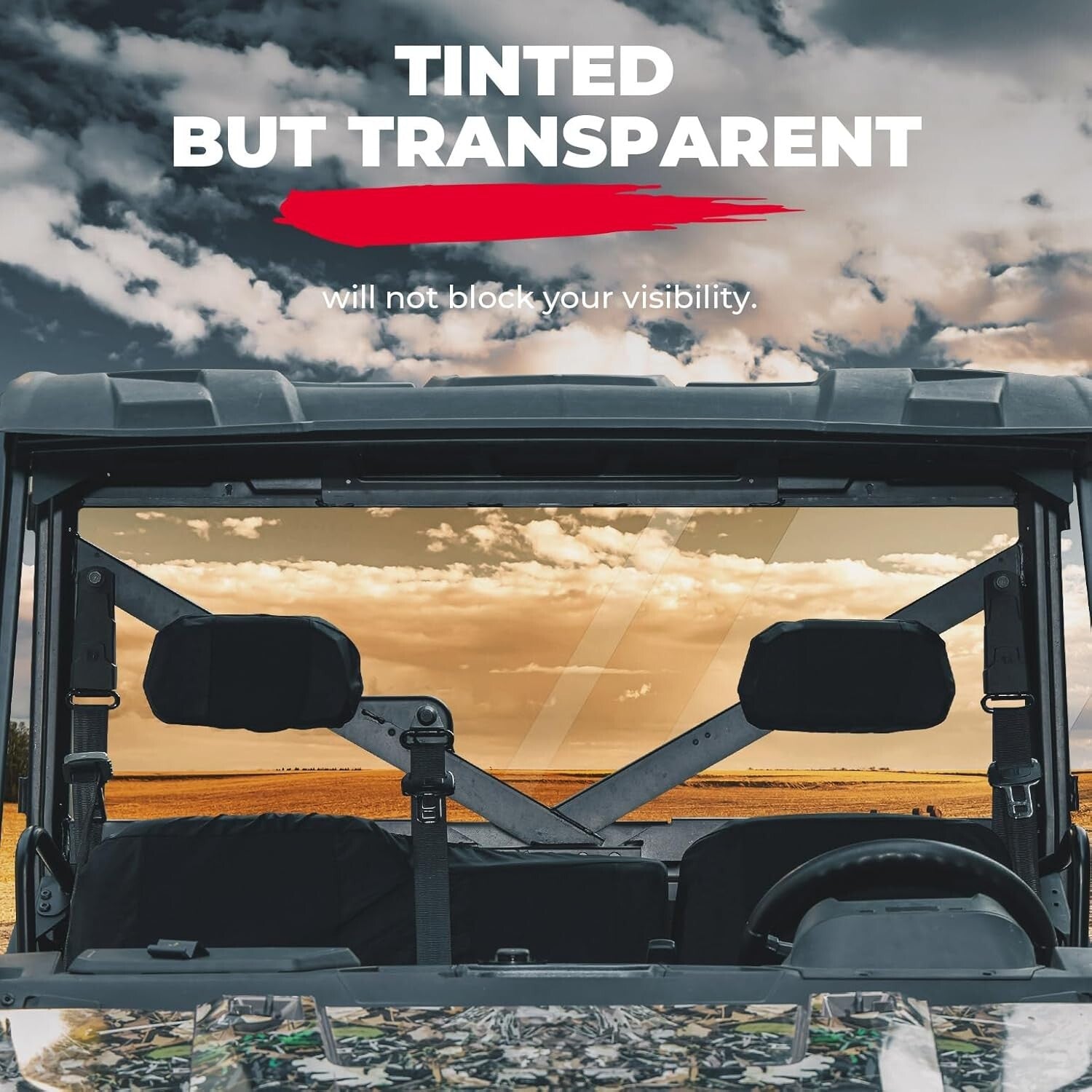 Durable Hard-Coated PC Rear Windshield for Polaris Ranger Models 2017-2025