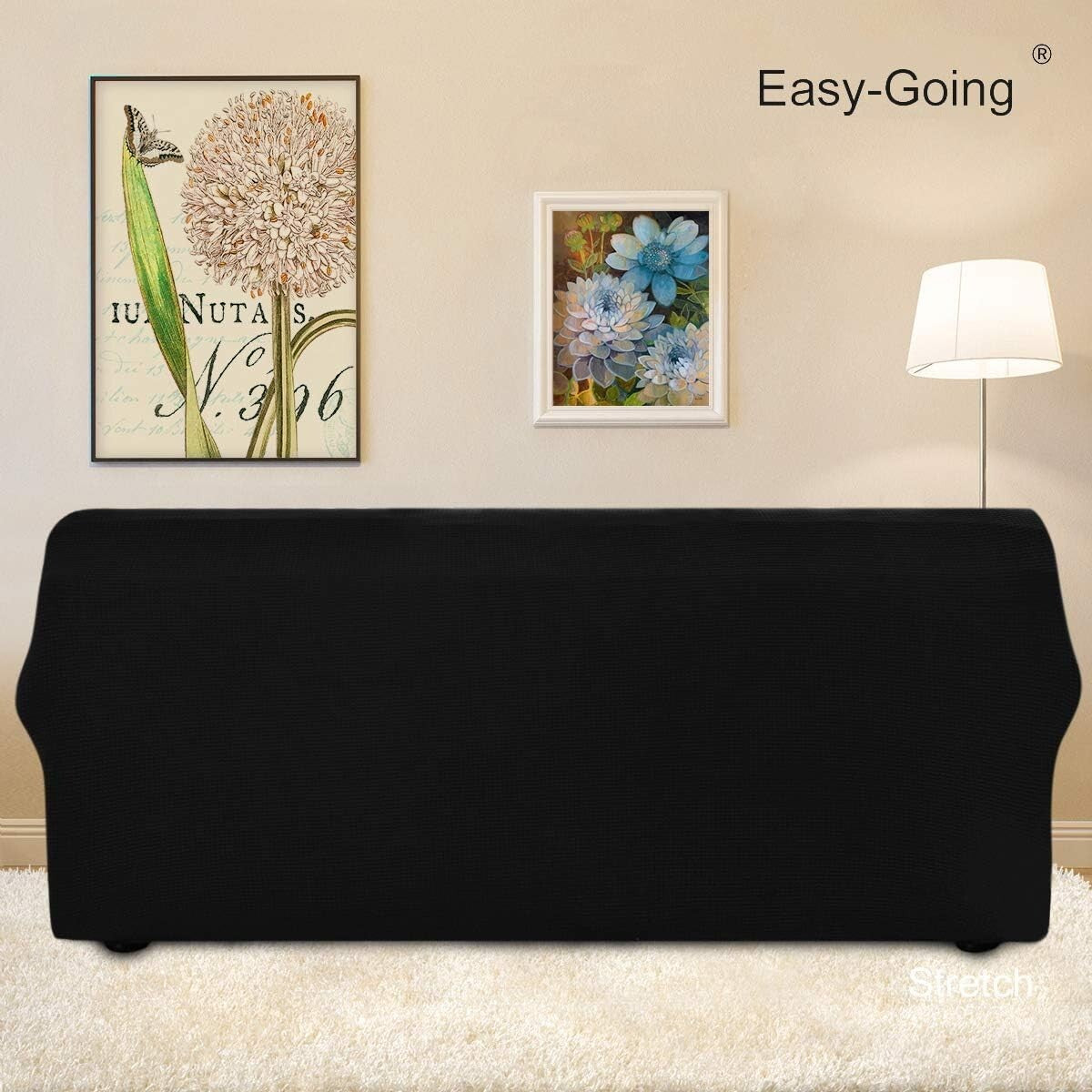 Oversized Stretch Sofa Slipcover in Black - Easy Care for Elegant Living Rooms