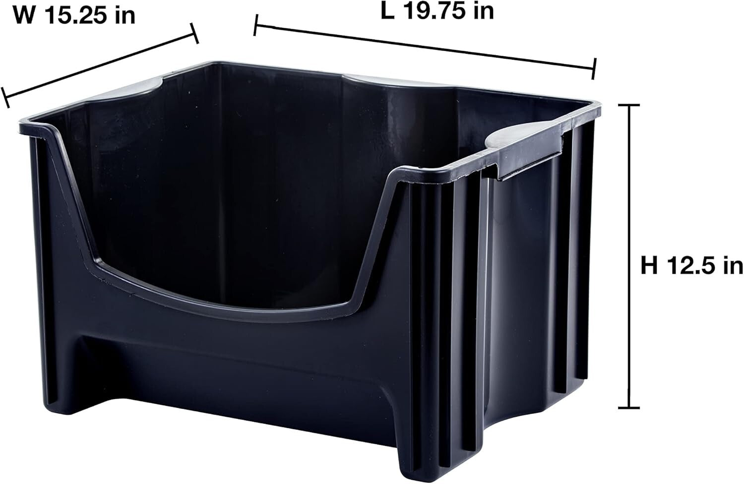 3-Piece Jumbo Stackable Storage Container Set, Durable with Extra-Large Handles