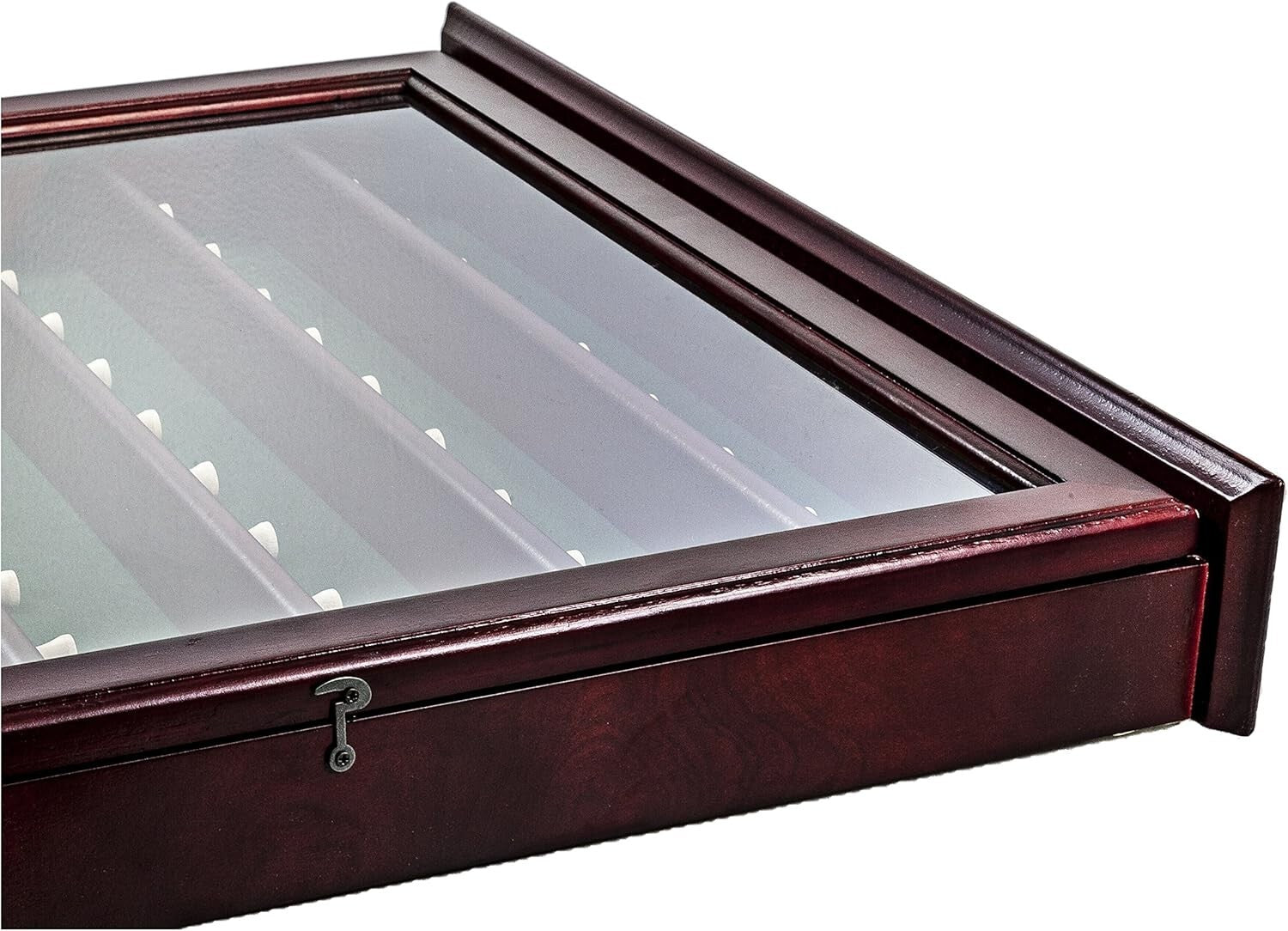 Elegant Mahogany Ball Cabinet with Acrylic Door - Wall Mount for 63 Golf Balls